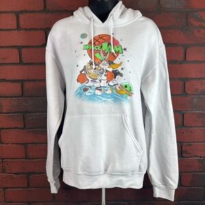 Space Jam Vintage Pullover Hoodie – Junior Small – Classic 90s Cartoon Style‎